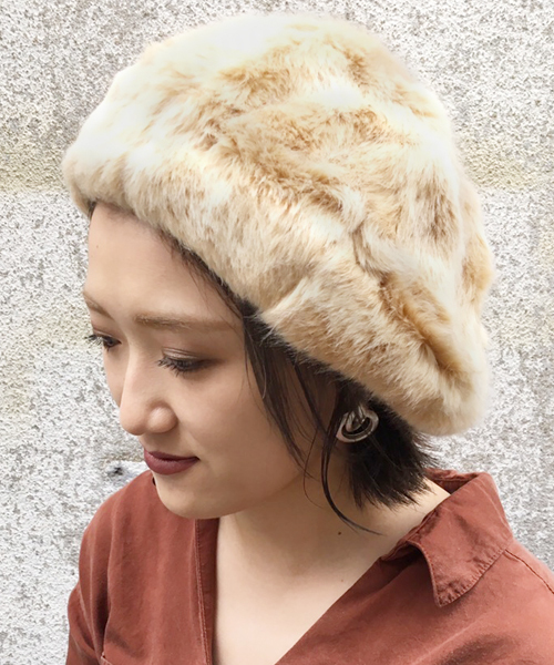 Polcadot ポルカドット の ふわふわフェイクファーボリューミーベレー ハンチング ベレー帽 Wear