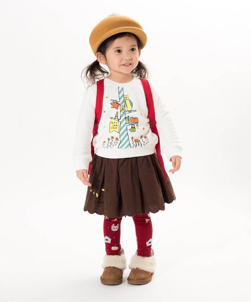 Petit jam（プチジャム）の「マチ針モチーフ丸編みスパッツ 10分丈（レギンス/スパッツ・キッズ・グリーン/レッド/ブラウン・120/80/90/100/110）」の5枚目の写真