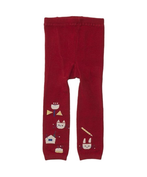 Petit jam（プチジャム）の「マチ針モチーフ丸編みスパッツ 10分丈（レギンス/スパッツ・キッズ・グリーン/レッド/ブラウン・120/80/90/100/110）」の9枚目の写真