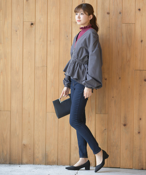 rps（アールピーエス）の「ワイドリブフリルハイネック長袖ニットプルオーバー（ニット/セーター・レディース・チャコールグレー/ブラック/ダークグリーン/オフホワイト/ボルドー/マスタード/杢グレー・M/L）」の8枚目の写真