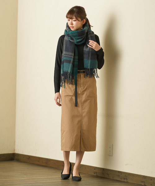 rps（アールピーエス）の「ワイドリブフリルハイネック長袖ニットプルオーバー（ニット/セーター・レディース・チャコールグレー/ブラック/ダークグリーン/オフホワイト/ボルドー/マスタード/杢グレー・M/L）」の21枚目の写真