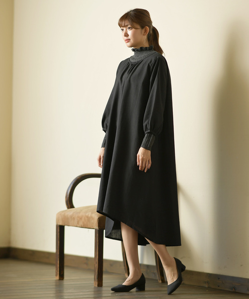 rps（アールピーエス）の「ワイドリブフリルハイネック長袖ニットプルオーバー（ニット/セーター・レディース・チャコールグレー/ブラック/ダークグリーン/オフホワイト/ボルドー/マスタード/杢グレー・M/L）」の12枚目の写真