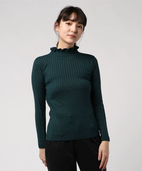 rps（アールピーエス）の「ワイドリブフリルハイネック長袖ニットプルオーバー（ニット/セーター・レディース・チャコールグレー/ブラック/ダークグリーン/オフホワイト/ボルドー/マスタード/杢グレー・M/L）」の19枚目の写真