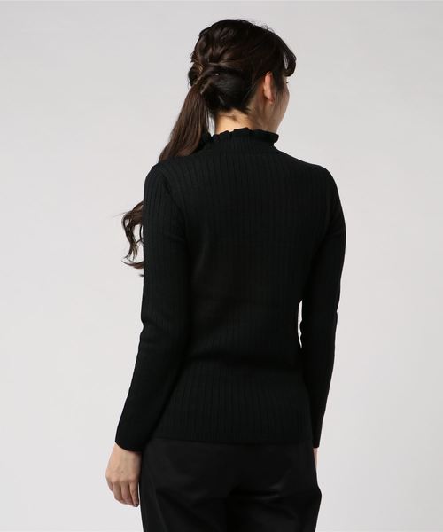 rps（アールピーエス）の「ワイドリブフリルハイネック長袖ニットプルオーバー（ニット/セーター・レディース・チャコールグレー/ブラック/ダークグリーン/オフホワイト/ボルドー/マスタード/杢グレー・M/L）」の16枚目の写真