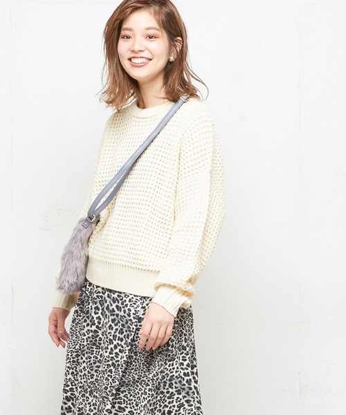 natural couture（ナチュラルクチュール）の「ワッフル編みニットプルオーバー（ニット/セーター・レディース・オフホワイト/ブラウン/グレイッシュベージュ/パープル・FREE）」の13枚目の写真