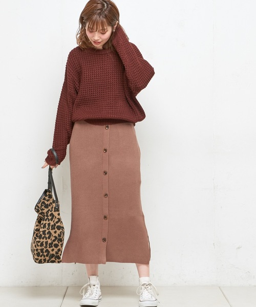 natural couture（ナチュラルクチュール）の「ワッフル編みニットプルオーバー（ニット/セーター・レディース・オフホワイト/ブラウン/グレイッシュベージュ/パープル・FREE）」の16枚目の写真