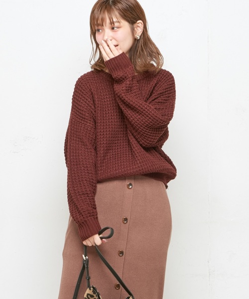 natural couture（ナチュラルクチュール）の「ワッフル編みニットプルオーバー（ニット/セーター・レディース・オフホワイト/ブラウン/グレイッシュベージュ/パープル・FREE）」の19枚目の写真