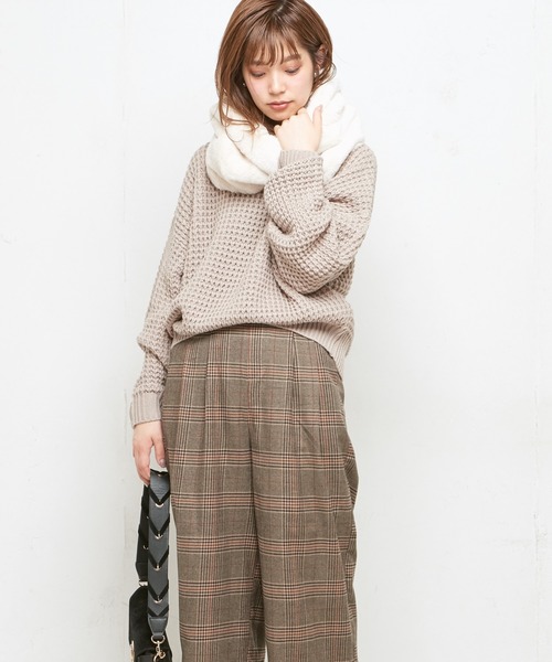 natural couture（ナチュラルクチュール）の「ワッフル編みニットプルオーバー（ニット/セーター・レディース・オフホワイト/ブラウン/グレイッシュベージュ/パープル・FREE）」の14枚目の写真