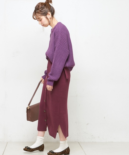 natural couture（ナチュラルクチュール）の「ワッフル編みニットプルオーバー（ニット/セーター・レディース・オフホワイト/ブラウン/グレイッシュベージュ/パープル・FREE）」の17枚目の写真