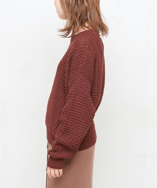 natural couture（ナチュラルクチュール）の「ワッフル編みニットプルオーバー（ニット/セーター・レディース・オフホワイト/ブラウン/グレイッシュベージュ/パープル・FREE）」の15枚目の写真