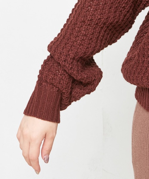 natural couture（ナチュラルクチュール）の「ワッフル編みニットプルオーバー（ニット/セーター・レディース・オフホワイト/ブラウン/グレイッシュベージュ/パープル・FREE）」の18枚目の写真