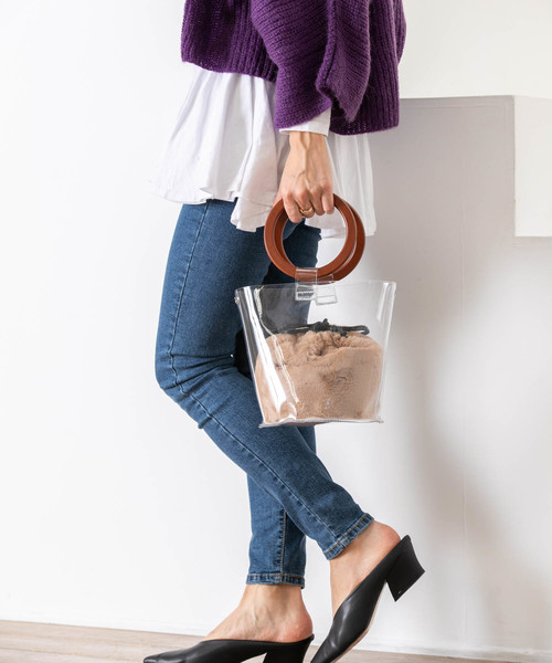 Edit Sheen（エディットシーン）の「別注PVCファー巾着バッグ（ハンドバッグ・レディース・レオパード/ブラック/ベージュ・FREE）」の2枚目の写真