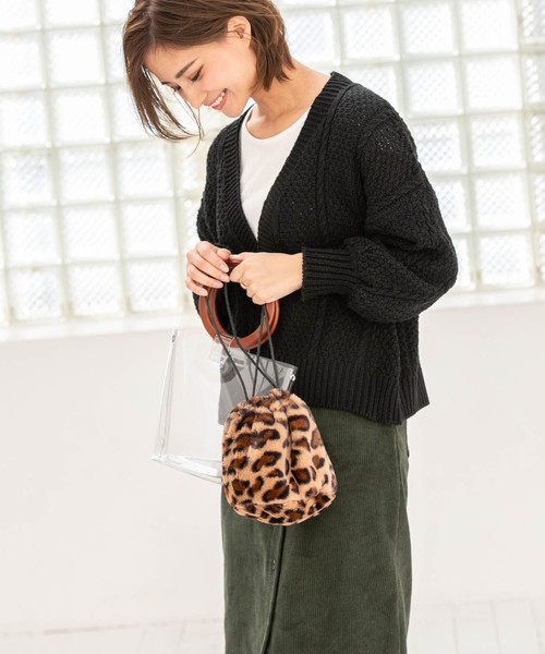 Edit Sheen（エディットシーン）の「別注PVCファー巾着バッグ（ハンドバッグ・レディース・レオパード/ブラック/ベージュ・FREE）」の16枚目の写真