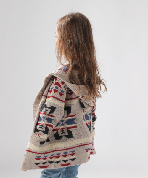 BAYFLOW（ベイフロー）の「[KIDS]ネイティブフードカーディガン（カーディガン/ボレロ・キッズ・ブラック/ベージュ/ネイビー・MEDIUM/X-LARGE）」の7枚目の写真