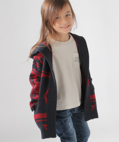 BAYFLOW（ベイフロー）の「[KIDS]ネイティブフードカーディガン（カーディガン/ボレロ・キッズ・ブラック/ベージュ/ネイビー・MEDIUM/X-LARGE）」の13枚目の写真