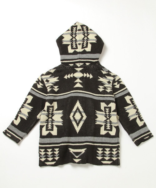 BAYFLOW（ベイフロー）の「[KIDS]ネイティブフードカーディガン（カーディガン/ボレロ・キッズ・ブラック/ベージュ/ネイビー・MEDIUM/X-LARGE）」の5枚目の写真