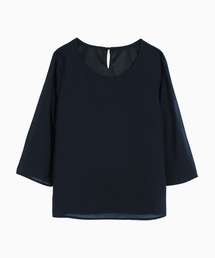 シフォン七分袖ブラウス オフィス ビジネス フォーマル セレモニー スーツインナー 卒業式 卒園式 入学式 入園式 七五三 ママ 母親【洗える】