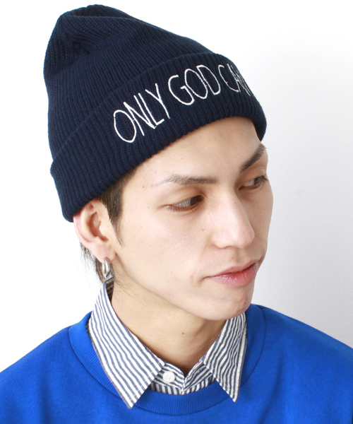 WEGO（ウィゴー）の「WEGO/ロゴ刺繍ニットキャップ（ニットキャップ/ビーニー・メンズ・ネイビー/ワイン/ブラック/ホワイト・FREE）」の3枚目の写真