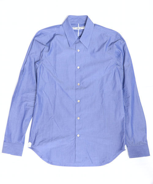 KATHARINE HAMNETT LONDON （キャサリンハムネットロンドン）の「HIGHCOUNT PATTERN / ハイカウントパターンシャツ（シャツ/ブラウス・メンズ・ホワイト/ブルー/チェック・SMALL/MEDIUM/AL/LARGE）」の2枚目の写真