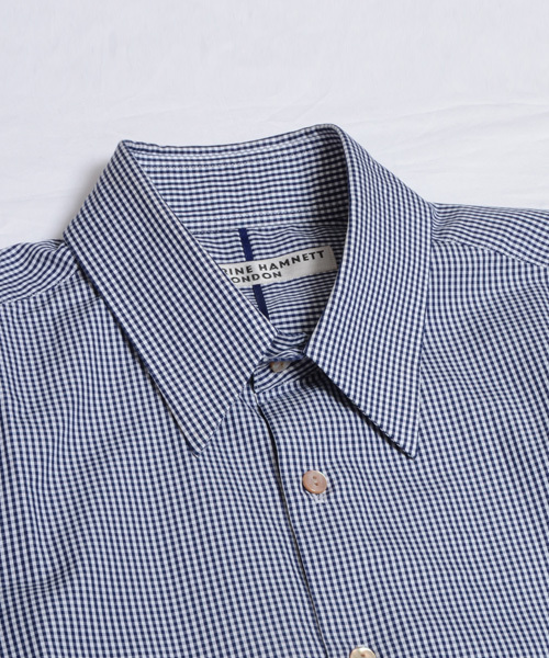 KATHARINE HAMNETT LONDON （キャサリンハムネットロンドン）の「HIGHCOUNT PATTERN / ハイカウントパターンシャツ（シャツ/ブラウス・メンズ・ホワイト/ブルー/チェック・SMALL/MEDIUM/AL/LARGE）」の8枚目の写真
