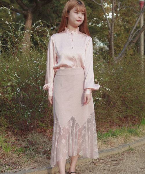 lissi Boutique 配色シフォンフリルブラウス