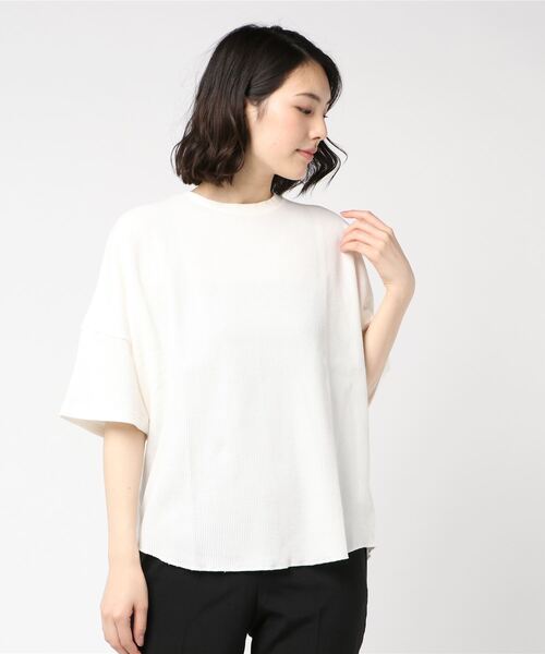 HARVESTY(ハーベスティ)の「HARVESTY / ハーベスティ WAFFLE SS BIG PULL OVER(Tシャツ/カットソー・レディース・ホワイト/ブラック/ベージュ・2/1)」の2枚目の写真