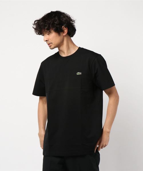 お洒落★プレゼントにも★LACOSTE ラコステ ロゴ Tシャツ 黒 大人気【LACOSTE】首ロゴ クルーネックTシャツ 関税/送料込み