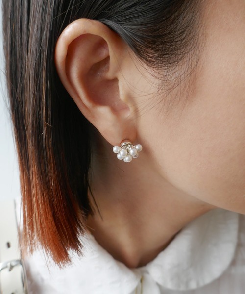 SILVER925パールブーケピアス/レディース/メンズ/ギフト（ピアス（片耳