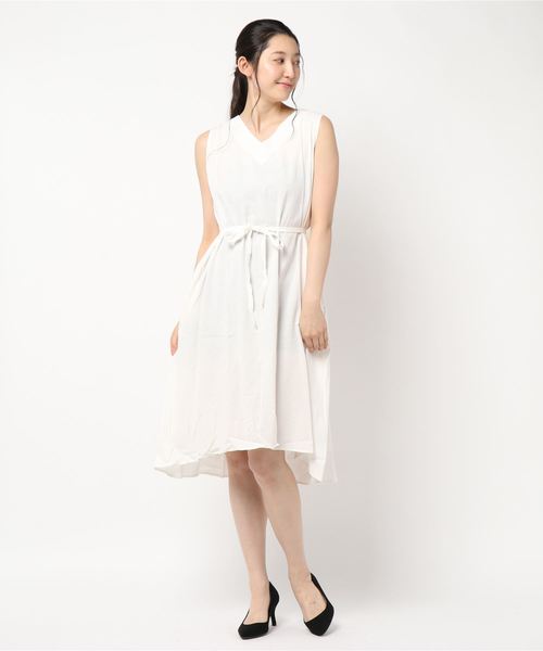 ⭐︎NAJINさま専用⭐︎【美品】メゾピアノ　リボンチュールノースリーブワンピース セール】［近藤千尋さんコラボ］3wayリボン付きリネンタッチ