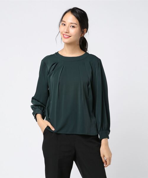 TRUDEA(トルディア)の「ハイネック バックジップブラウス(シャツ/ブラウス・レディース・ホワイト/ベージュ/モカ/グリーン/ネイビー/ピンク/キャメル/ワイン/ダークグリーン/ブラウン/ライトグレー/ピンクベージュ/アイボリー/ラベンダー・MEDIUM/LARGE)」の8枚目の写真
