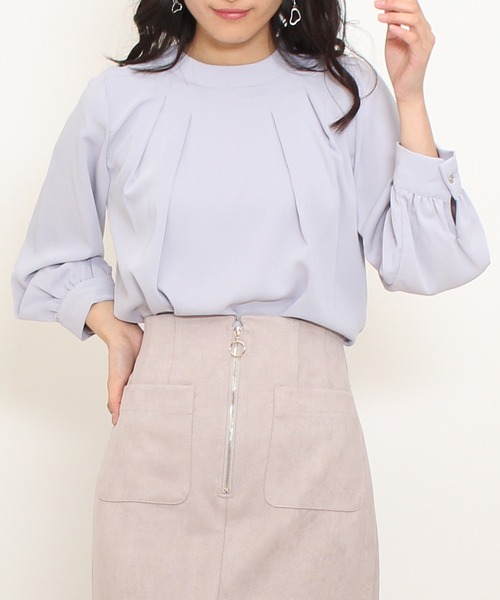 TRUDEA(トルディア)の「ハイネック バックジップブラウス(シャツ/ブラウス・レディース・ホワイト/ベージュ/モカ/グリーン/ネイビー/ピンク/キャメル/ワイン/ダークグリーン/ブラウン/ライトグレー/ピンクベージュ/アイボリー/ラベンダー・MEDIUM/LARGE)」の10枚目の写真