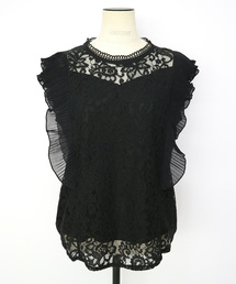レース×シフォンプリーツトップス