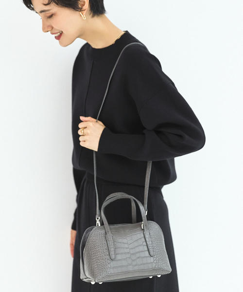 green label relaxing（グリーンレーベルリラクシング）の「MARCO BIANCHINI CS ラウンドボストンバッグS 2（ショルダーバッグ・レディース・グレー/ベージュ・FREE）」の2枚目の写真