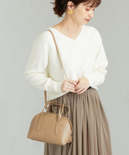 green label relaxing（グリーンレーベルリラクシング）の「MARCO BIANCHINI CS ラウンドボストンバッグS 2（ショルダーバッグ・レディース・グレー/ベージュ・FREE）」の12枚目の写真