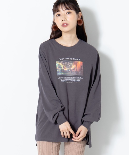 WEGO（ウィゴー）の「WEGO/アソートプリントロンT（Tシャツ/カットソー・レディース・アイボリー/ダークオレンジ/スミクロ/ベージュ・FREE）」の2枚目の写真