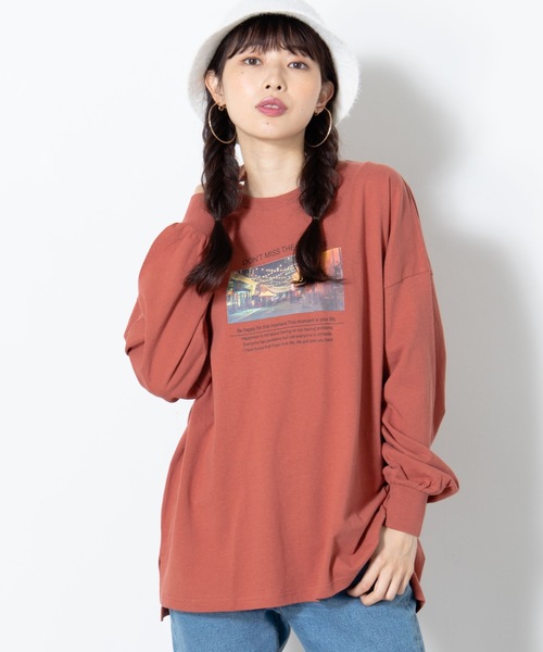 WEGO（ウィゴー）の「WEGO/アソートプリントロンT（Tシャツ/カットソー・レディース・アイボリー/ダークオレンジ/スミクロ/ベージュ・FREE）」の4枚目の写真