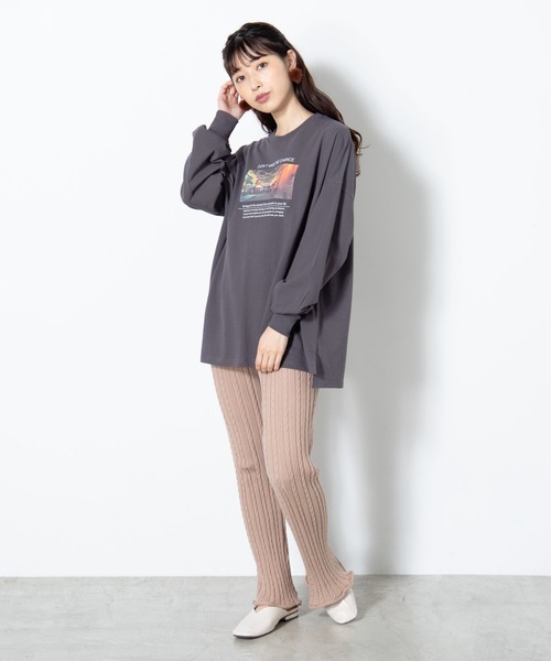 WEGO（ウィゴー）の「WEGO/アソートプリントロンT（Tシャツ/カットソー・レディース・アイボリー/ダークオレンジ/スミクロ/ベージュ・FREE）」の19枚目の写真