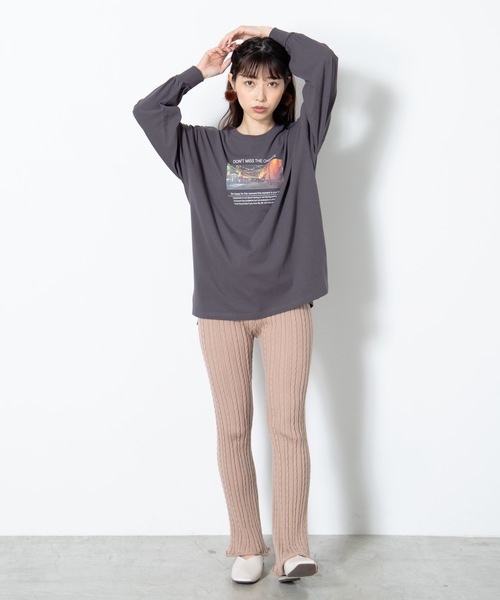 WEGO（ウィゴー）の「WEGO/アソートプリントロンT（Tシャツ/カットソー・レディース・アイボリー/ダークオレンジ/スミクロ/ベージュ・FREE）」の11枚目の写真