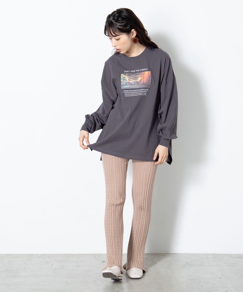 WEGO（ウィゴー）の「WEGO/アソートプリントロンT（Tシャツ/カットソー・レディース・アイボリー/ダークオレンジ/スミクロ/ベージュ・FREE）」の13枚目の写真