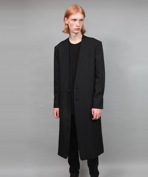 ato（アトウ）の「COLLARLESS COAT（チェスターコート・メンズ・ネイビー/ブラック・44/46/48）」の2枚目の写真