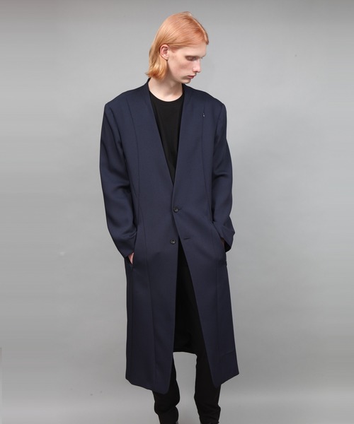ato（アトウ）の「COLLARLESS COAT（チェスターコート・メンズ・ネイビー/ブラック・44/46/48）」の5枚目の写真