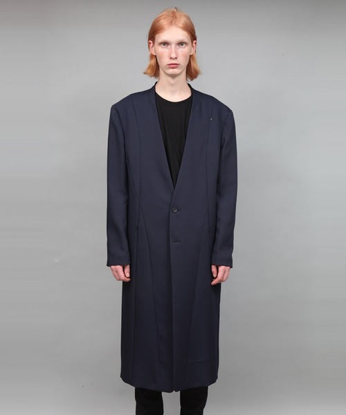 ato（アトウ）の「COLLARLESS COAT（チェスターコート・メンズ・ネイビー/ブラック・44/46/48）」の7枚目の写真
