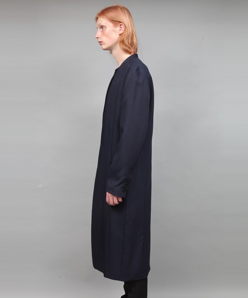 ato（アトウ）の「COLLARLESS COAT（チェスターコート・メンズ・ネイビー/ブラック・44/46/48）」の8枚目の写真