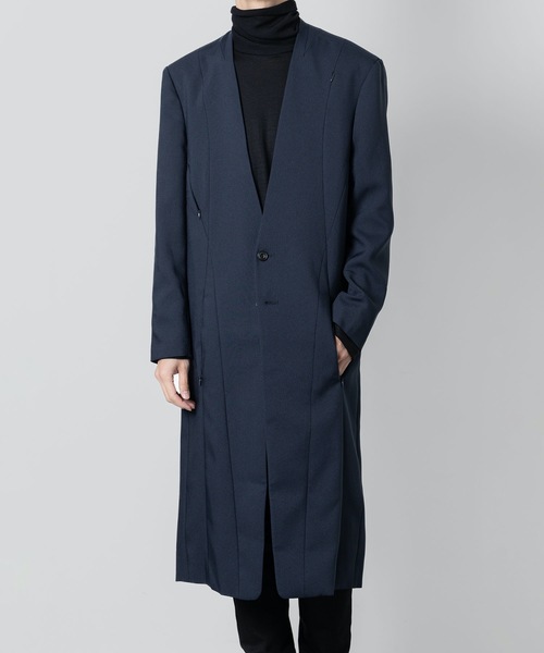 ato（アトウ）の「COLLARLESS COAT（チェスターコート・メンズ・ネイビー/ブラック・44/46/48）」の10枚目の写真