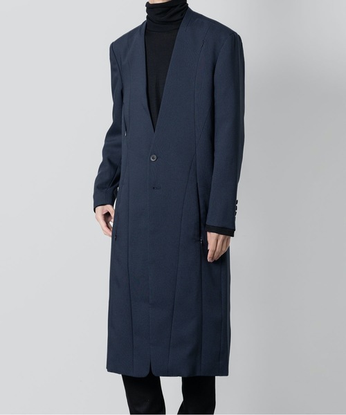 ato（アトウ）の「COLLARLESS COAT（チェスターコート・メンズ・ネイビー/ブラック・44/46/48）」の11枚目の写真