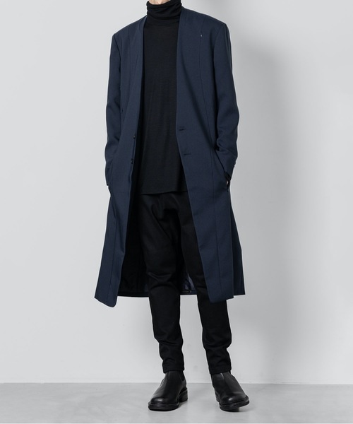ato（アトウ）の「COLLARLESS COAT（チェスターコート・メンズ・ネイビー/ブラック・44/46/48）」の18枚目の写真