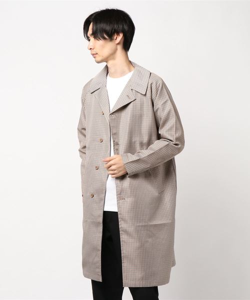 STYLEBLOCK（スタイルブロック）の「チェック柄ビッグシルエットステンカラーコート（ステンカラーコート・メンズ・ホワイト/ベージュ/ブラウン系その他/ブラウン系その他2・LL/M/L）」の3枚目の写真