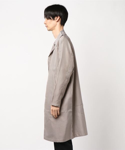 AFYF rovtski チェック柄 ステンカラーコート ビックシルエット AFYF rovtski チェック柄 ステンカラーコート ビックシルエット