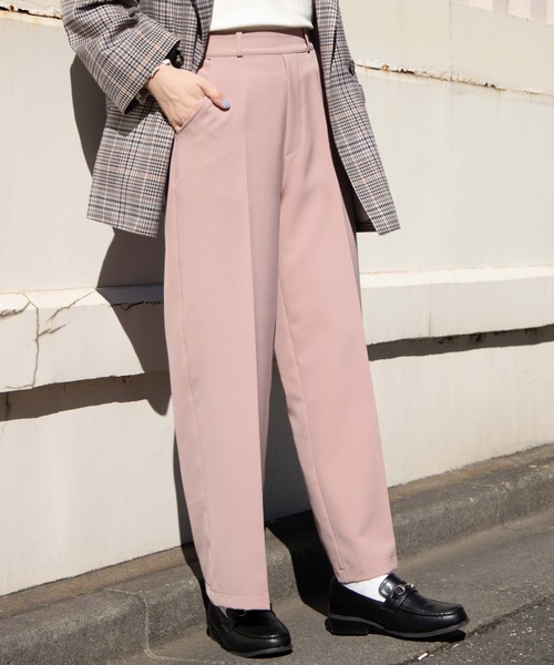 WEGO（ウィゴー）の「WEGO/カラーセンタープレスパンツ（スラックス・レディース・ブラック/グリーン/レッド/グリーン系その他/ブラウン/ナチュラル/サックスブルー/ライトピンク・MEDIUM/SMALL）」の7枚目の写真