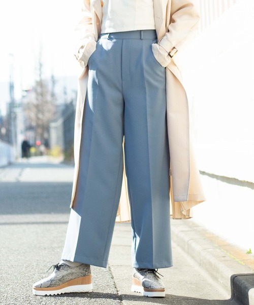 WEGO（ウィゴー）の「WEGO/カラーセンタープレスパンツ（スラックス・レディース・ブラック/グリーン/レッド/グリーン系その他/ブラウン/ナチュラル/サックスブルー/ライトピンク・MEDIUM/SMALL）」の6枚目の写真